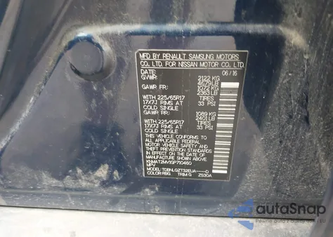 2016 Nissan Rogue S/Sl/Sv из США, поврежденный, VIN KNMAT2MV1GP710460